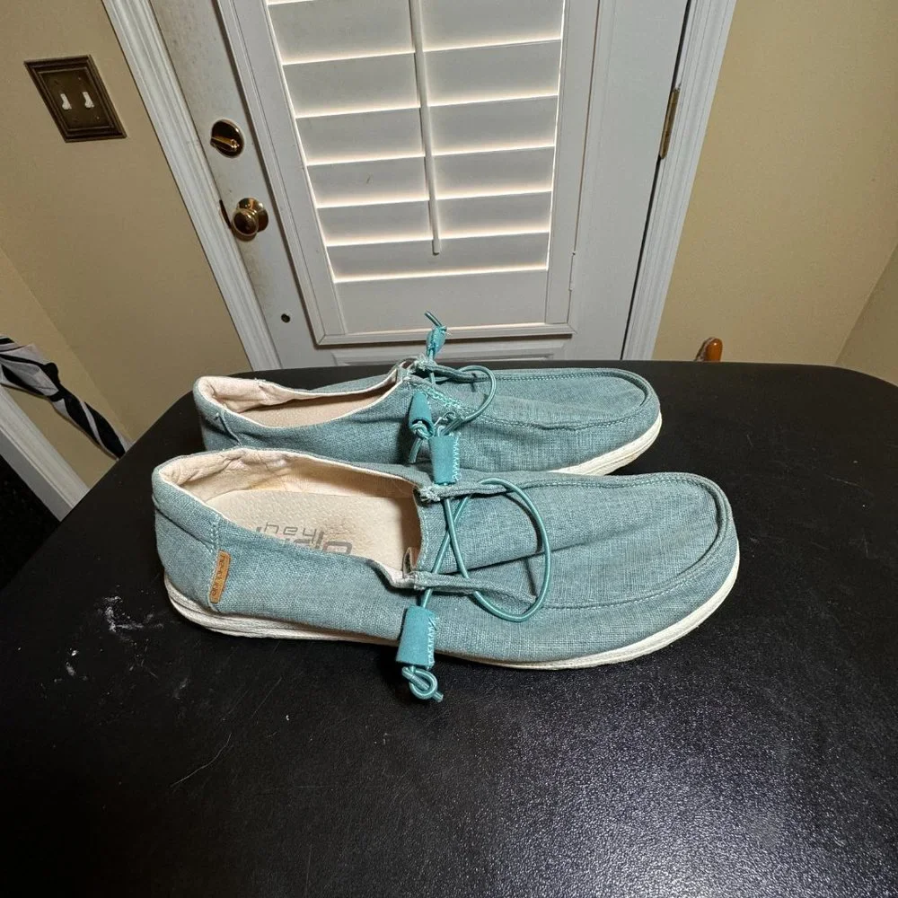 Hey Dude size 12 blue wendy loafers slipon shoes